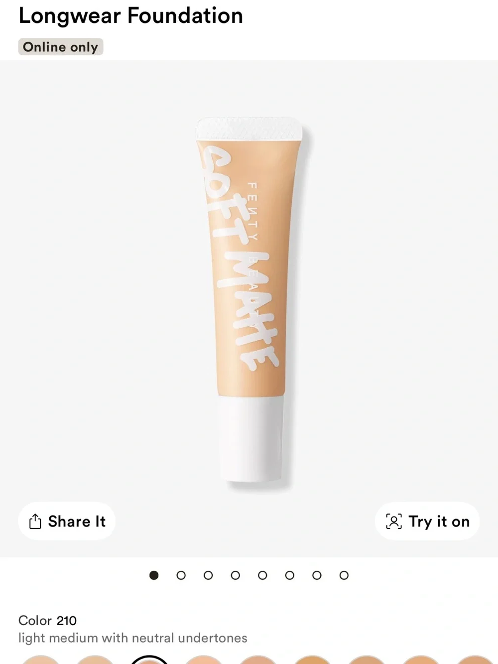 Fenty Beauty Pro Filt'r Soft Matte Foundation - Beige Shade 210